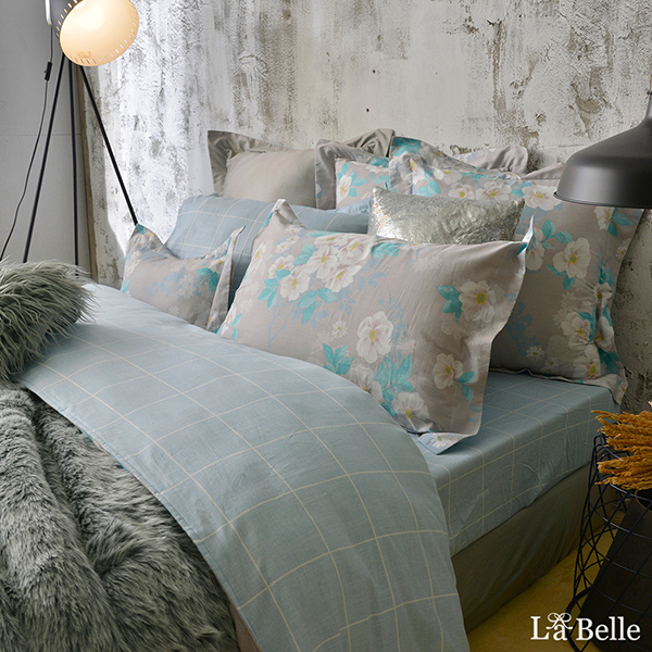 義大利La Belle《恬靜時光》雙人純棉防蹣抗菌吸濕排汗兩用被床包組