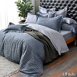 義大利La Belle《現代潮流》特大純棉防蹣抗菌吸濕排汗兩用被床包組