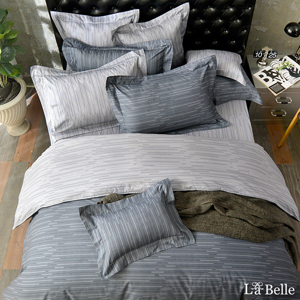 義大利La Belle《現代潮流》單人純棉防蹣抗菌吸濕排汗兩用被床包組