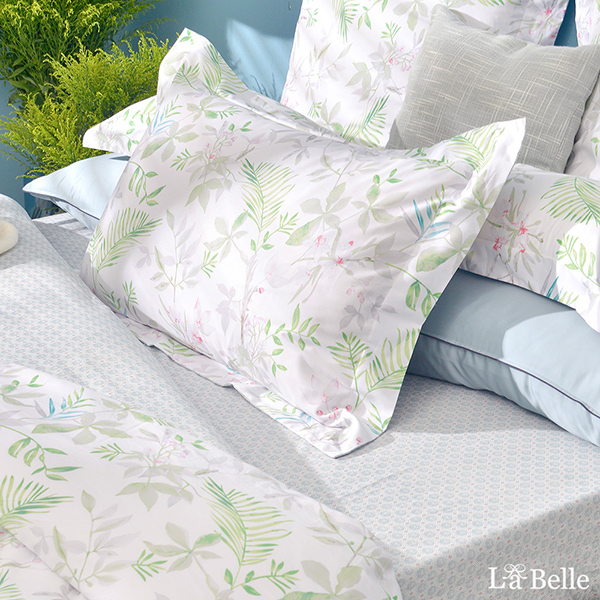 義大利La Belle《青青草原》雙人純棉防蹣抗菌吸濕排汗兩用被床包組