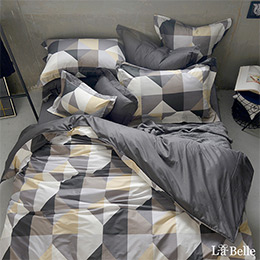 義大利La Belle《英倫慢格》單人純棉防蹣抗菌吸濕排汗兩用被床包組