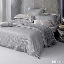 義大利La Belle《安德麗娜》雙人天絲蕾絲防蹣抗菌吸濕排汗兩用被床包組