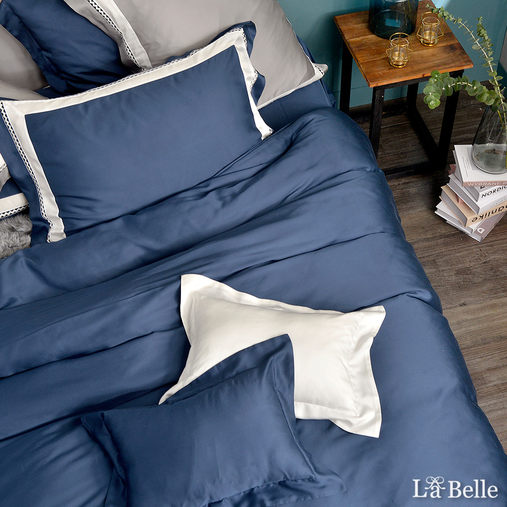 義大利La Belle《法式極簡》特大天絲拼接蕾絲防蹣抗菌吸濕排汗兩用被床包組(共兩色)