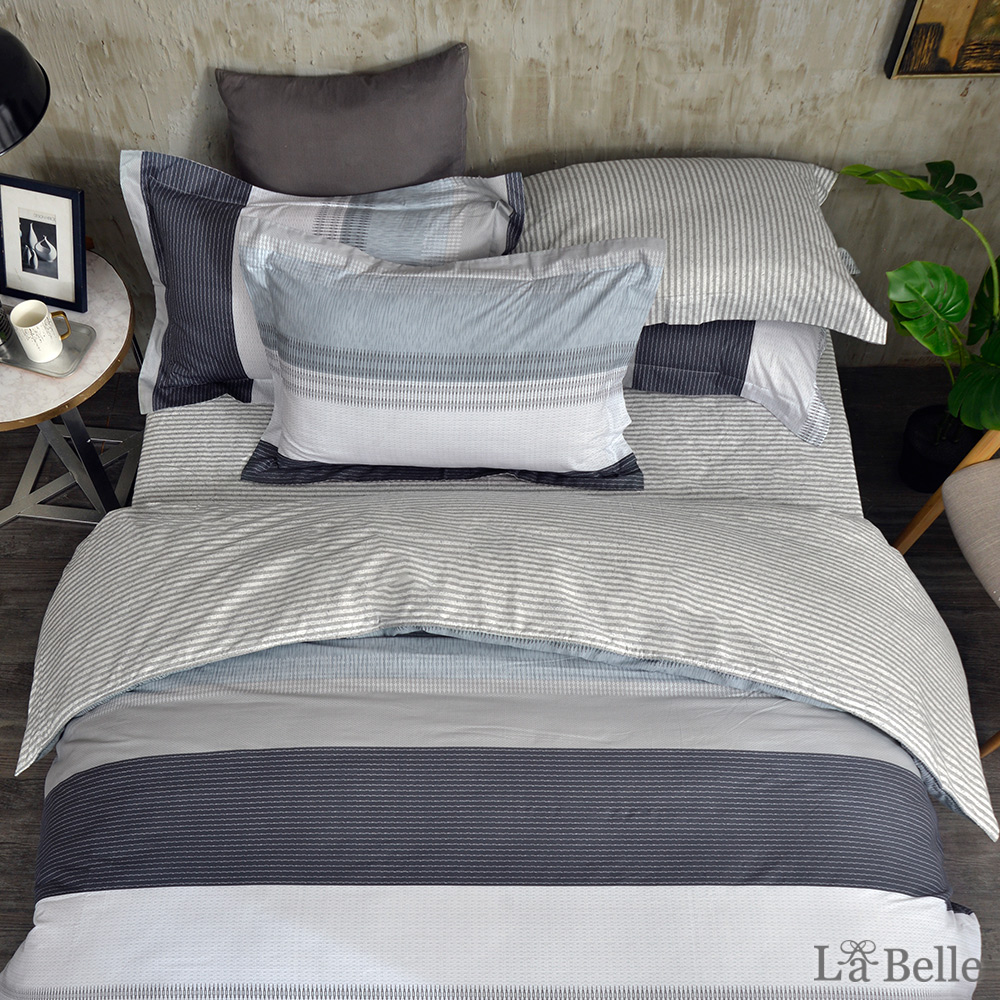 義大利La Belle《艾思柏汀》雙人純棉四件式防蹣抗菌吸濕排汗兩用被床包組