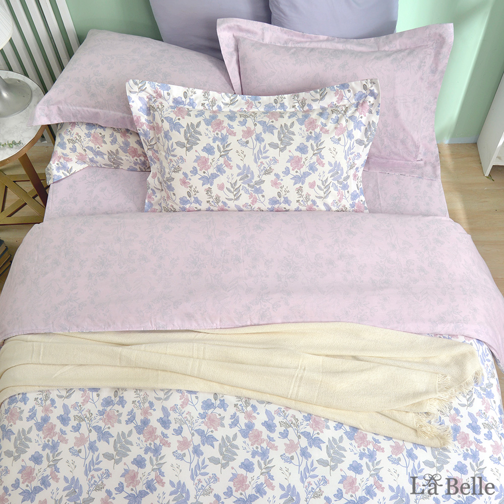 義大利La Belle《恬蜜花園》特大純棉四件式防蹣抗菌吸濕排汗兩用被床包組