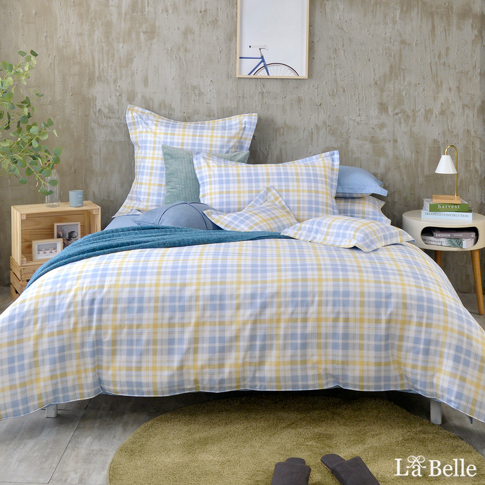 義大利La Belle《青春學院》加大純棉四件式防蹣抗菌吸濕排汗兩用被床包組