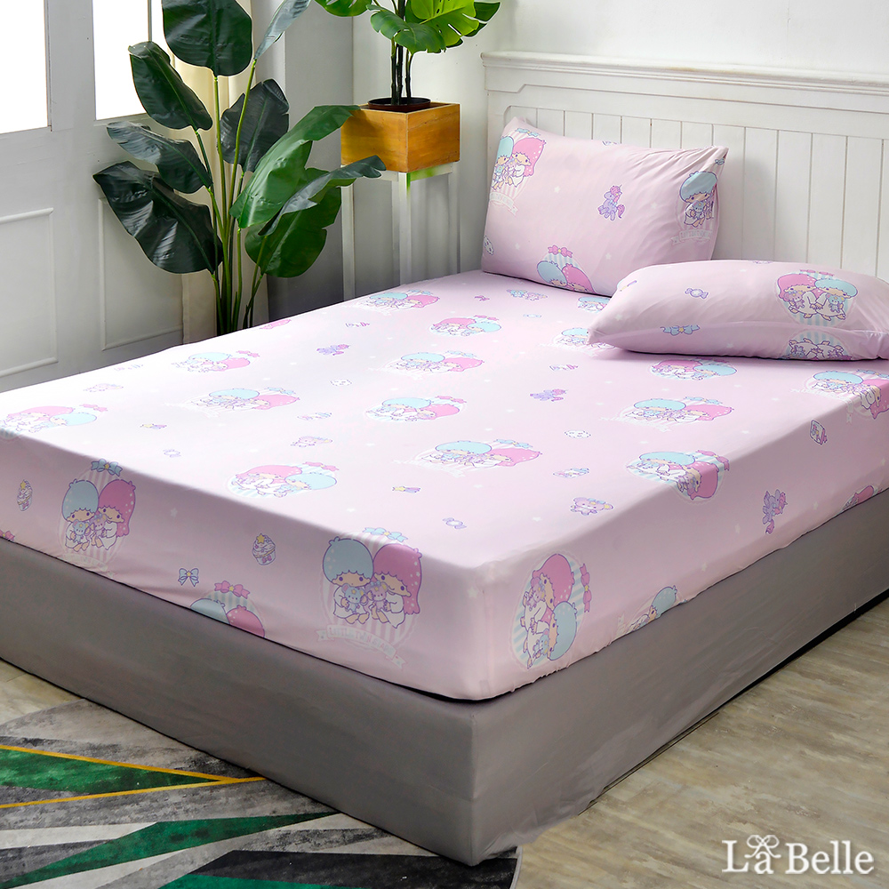 義大利La Belle《Sanrio-雙星仙子甜蜜星空》雙人海島針織床包枕套組