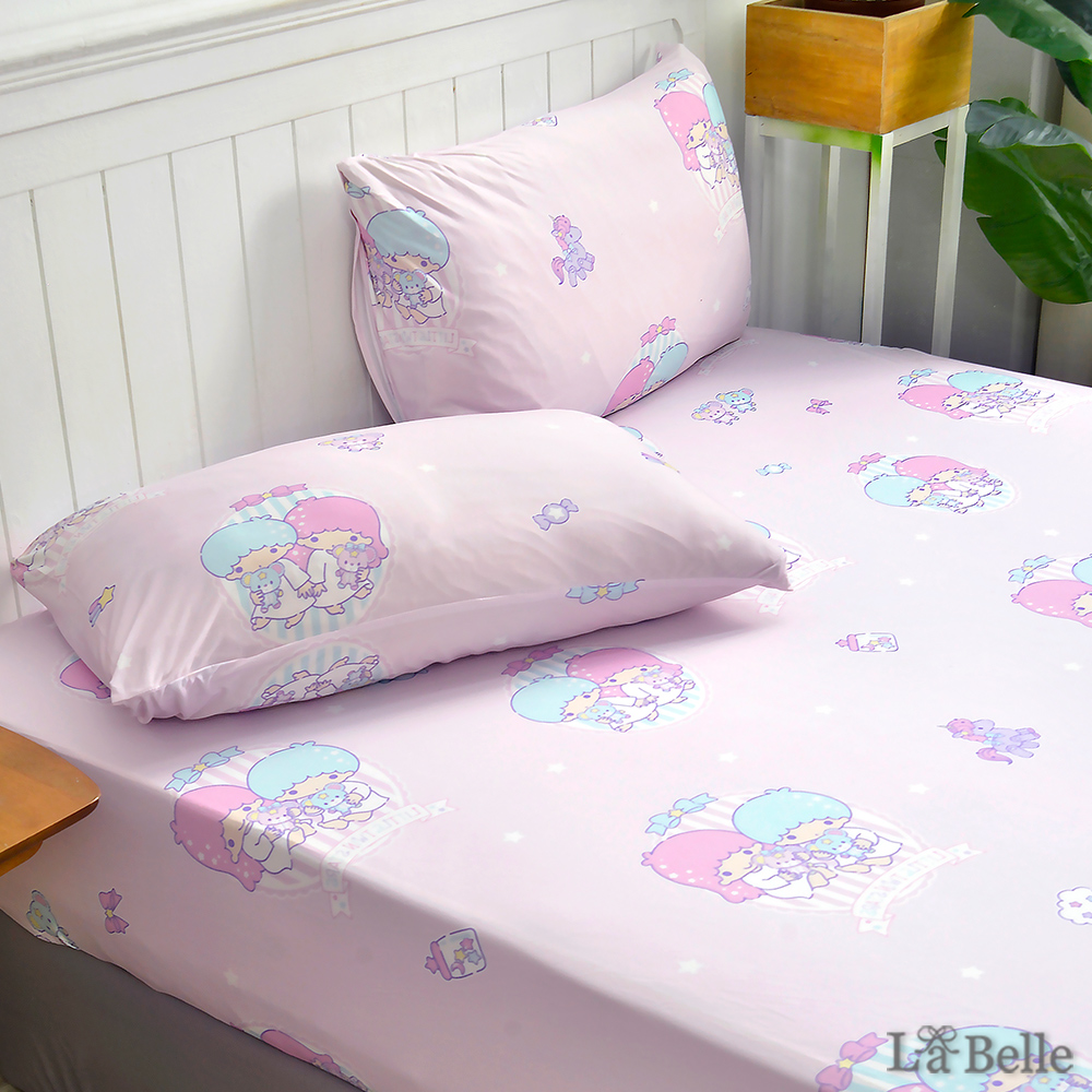 義大利La Belle《Sanrio-雙星仙子甜蜜星空》單人海島針織床包枕套組
