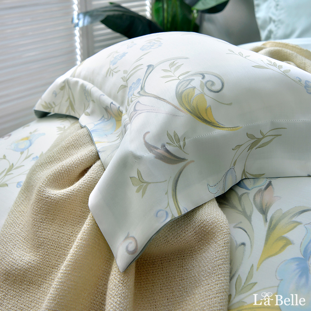 義大利La Belle《花舞葉羽》雙人天絲四件式防蹣抗菌吸濕排汗兩用被床包組