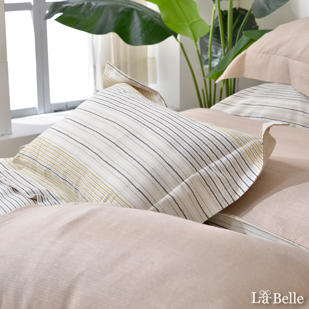 義大利La Belle《虛實之間》雙人純棉防蹣抗菌吸濕排汗兩用被床包組