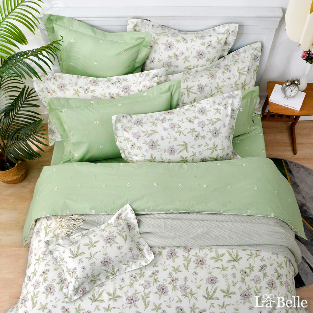 義大利La Belle《靜謐香居》雙人純棉四件式防蹣抗菌吸濕排汗兩用被床包組