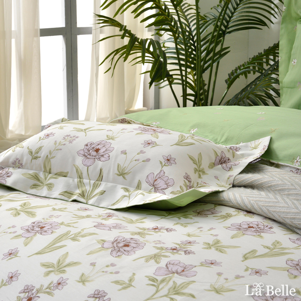 義大利La Belle《靜謐香居》雙人純棉四件式防蹣抗菌吸濕排汗兩用被床包組