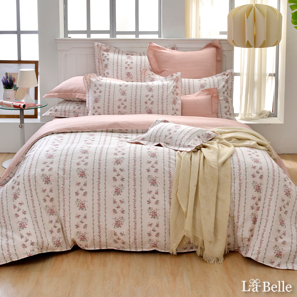 義大利La Belle《喬安莉娜》雙人純棉防蹣抗菌吸濕排汗兩用被床包組