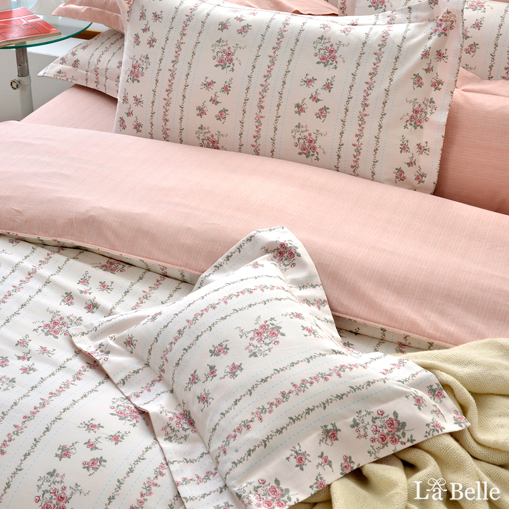 義大利La Belle《喬安莉娜》雙人純棉防蹣抗菌吸濕排汗兩用被床包組