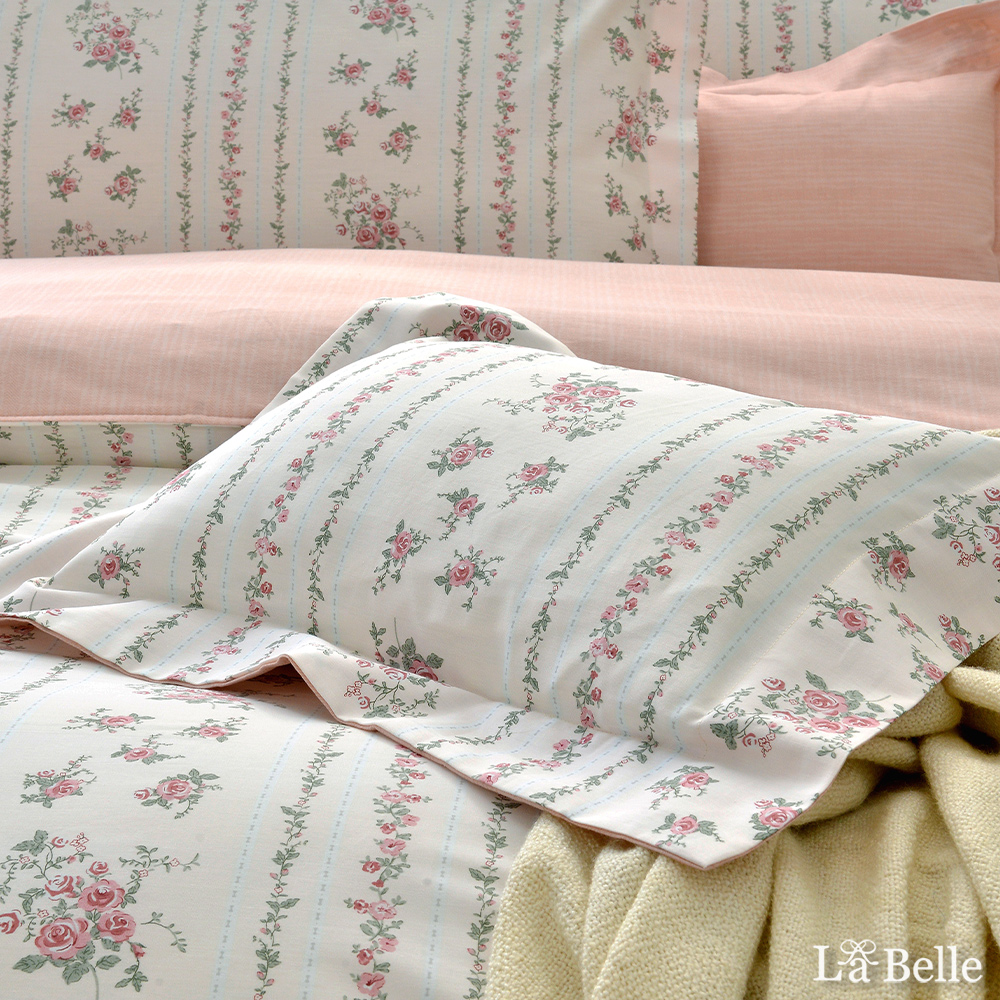 義大利La Belle《喬安莉娜》雙人純棉防蹣抗菌吸濕排汗兩用被床包組