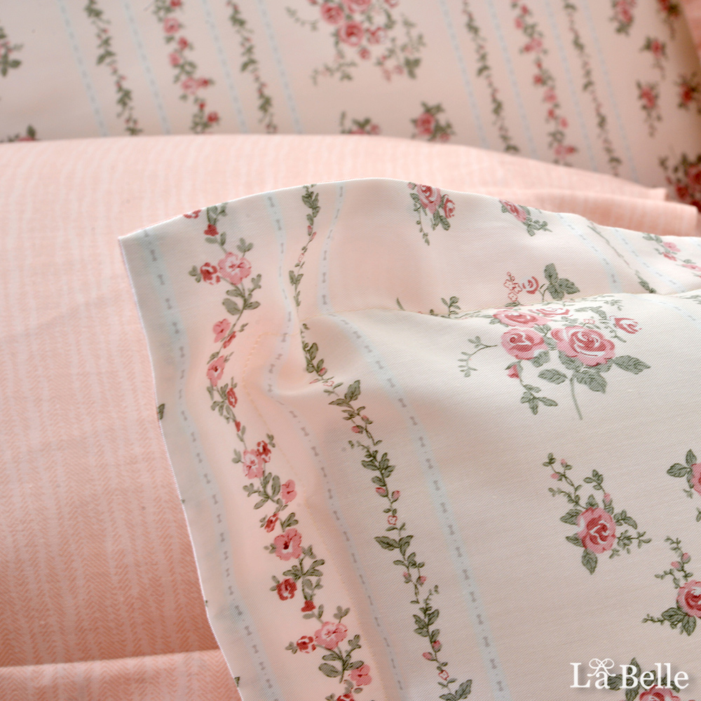 義大利La Belle《喬安莉娜》雙人純棉防蹣抗菌吸濕排汗兩用被床包組