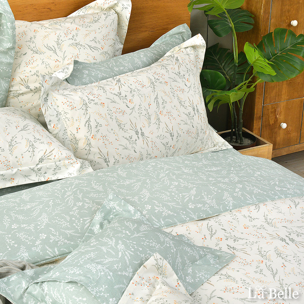 義大利La Belle《小花甜釀》加大純棉四件式防蹣抗菌吸濕排汗兩用被床包組