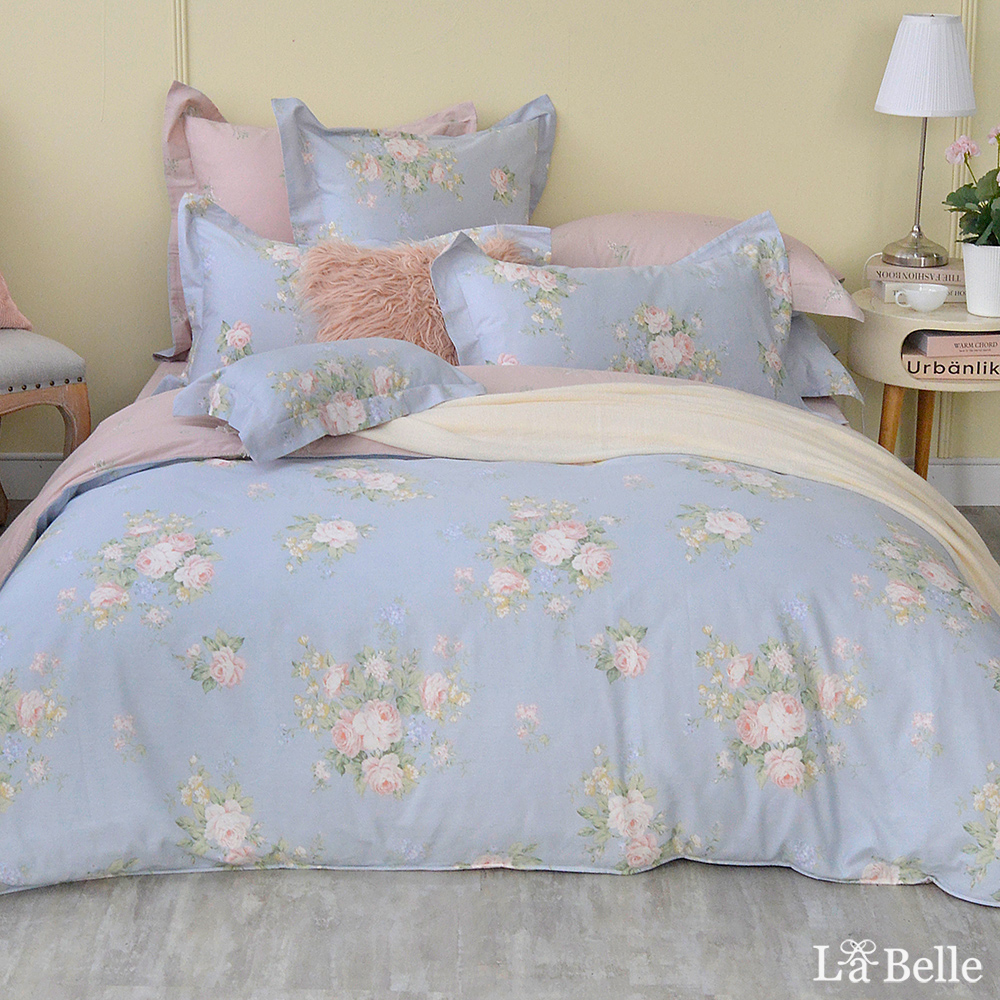 義大利La Belle《瑰麗錦簇》雙人純棉四件式防蹣抗菌吸濕排汗兩用被床包組