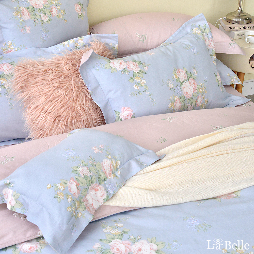 義大利La Belle《瑰麗錦簇》雙人純棉四件式防蹣抗菌吸濕排汗兩用被床包組