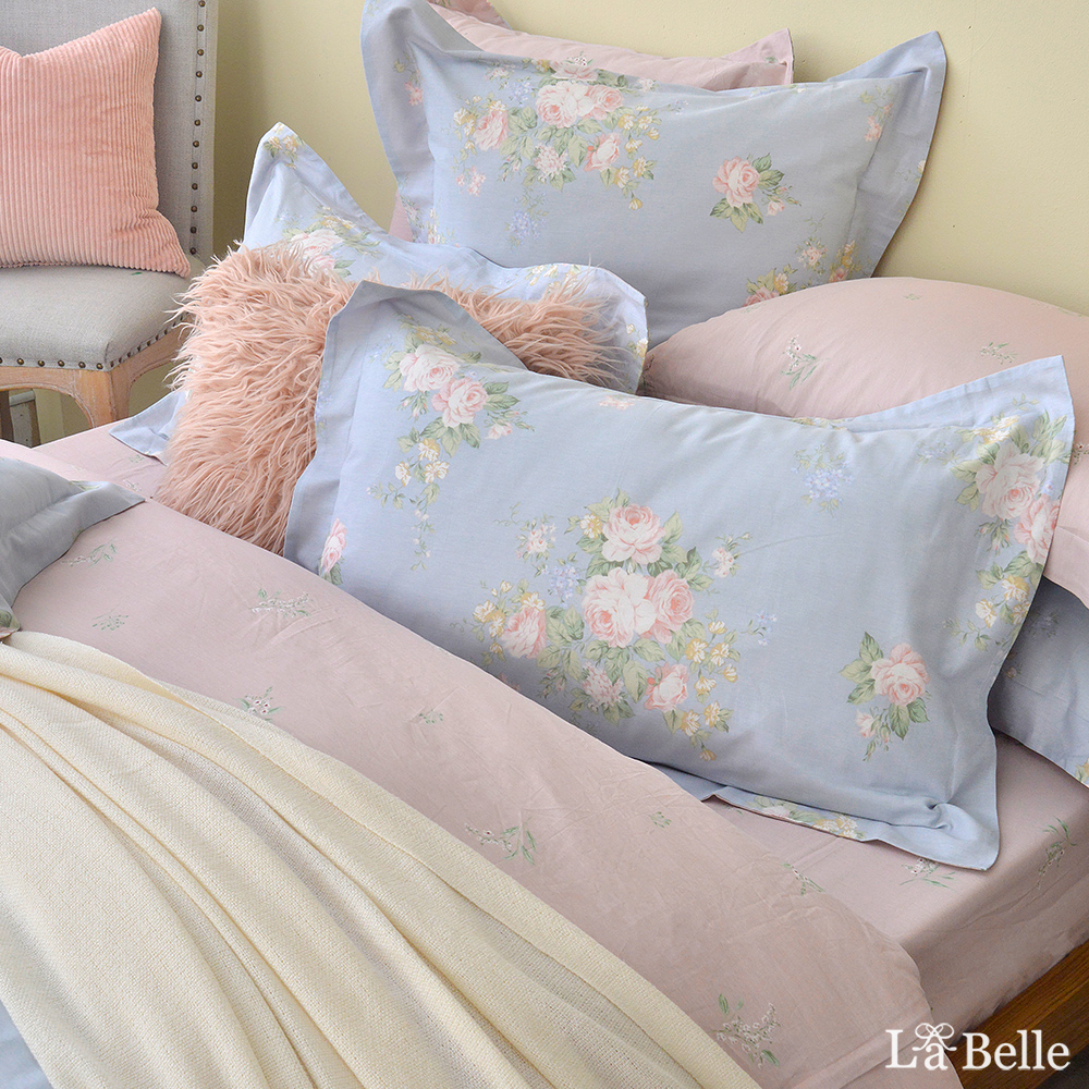 義大利La Belle《瑰麗錦簇》雙人純棉四件式防蹣抗菌吸濕排汗兩用被床包組