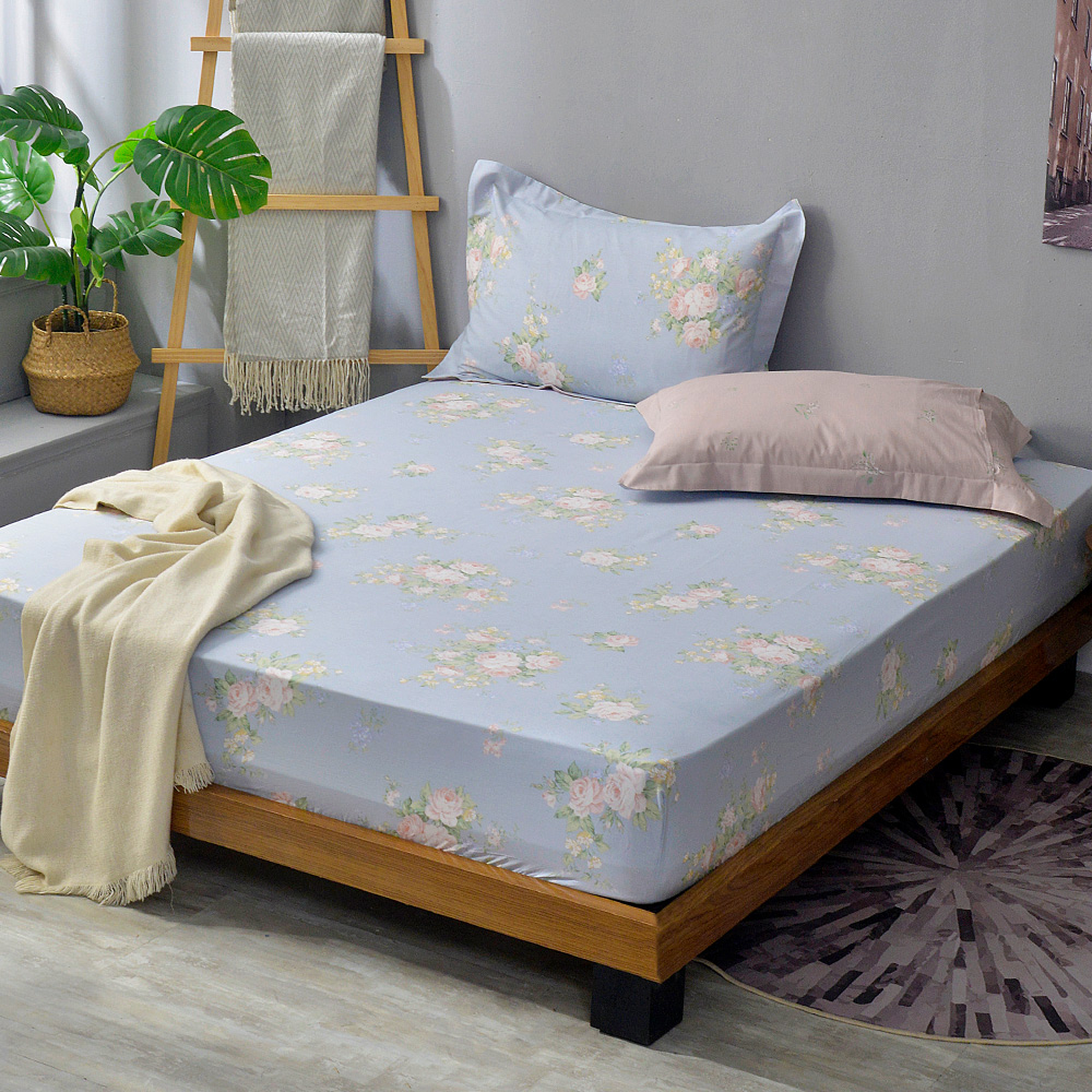 義大利La Belle《瑰麗錦簇》雙人純棉床包枕套組