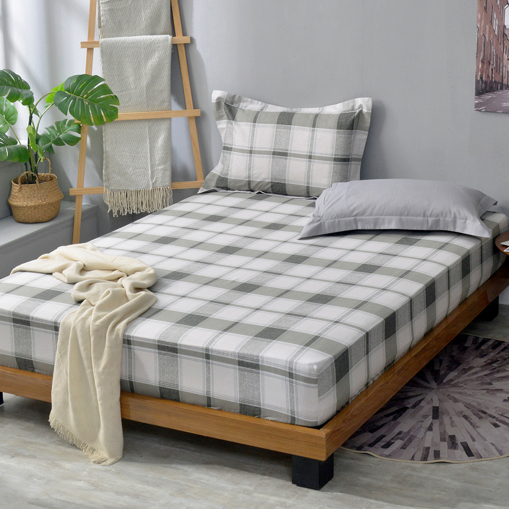 義大利La Belle《淡墨風雅》加大純棉床包枕套組