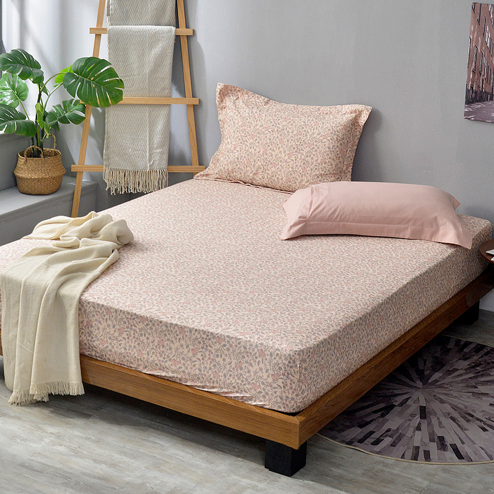 義大利La Belle《花鑲瑀絮》雙人純棉床包枕套組