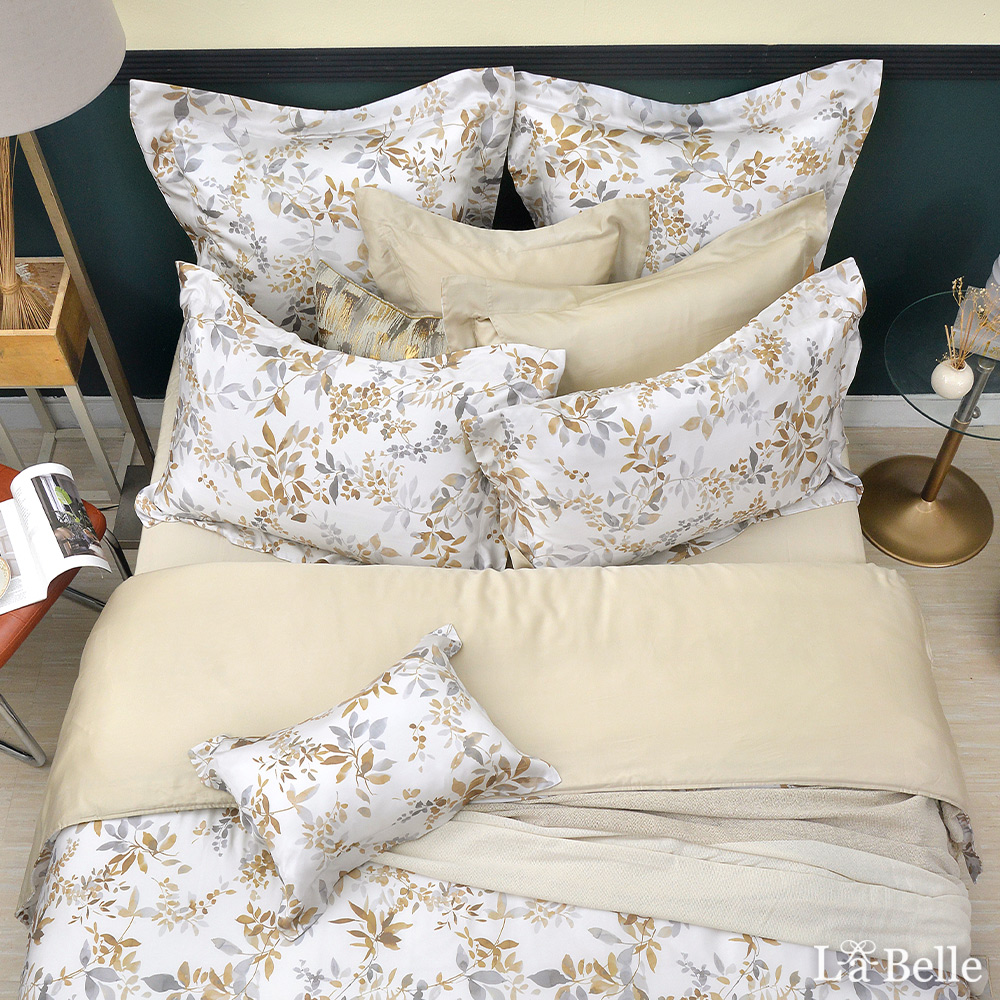 義大利La Belle《疊翠流金》特大天絲四件式防蹣抗菌吸濕排汗兩用被床包組