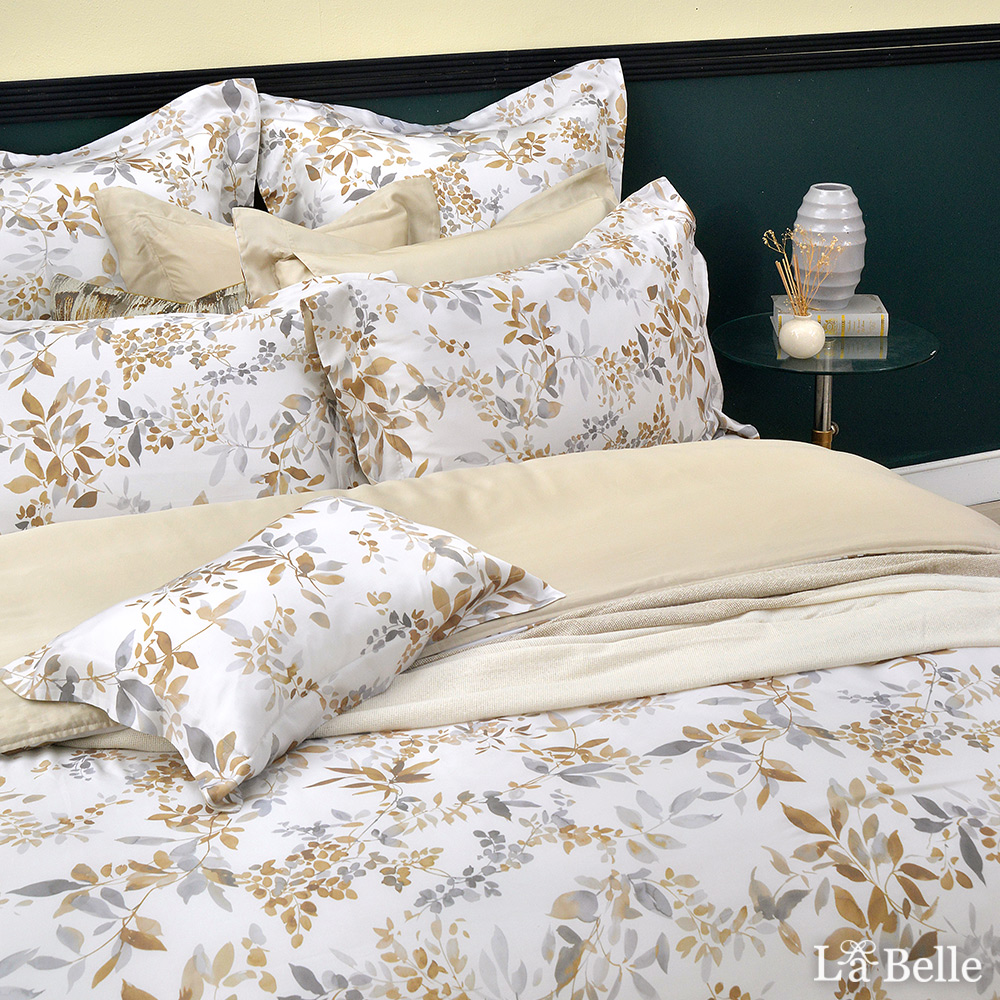 義大利La Belle《疊翠流金》特大天絲四件式防蹣抗菌吸濕排汗兩用被床包組