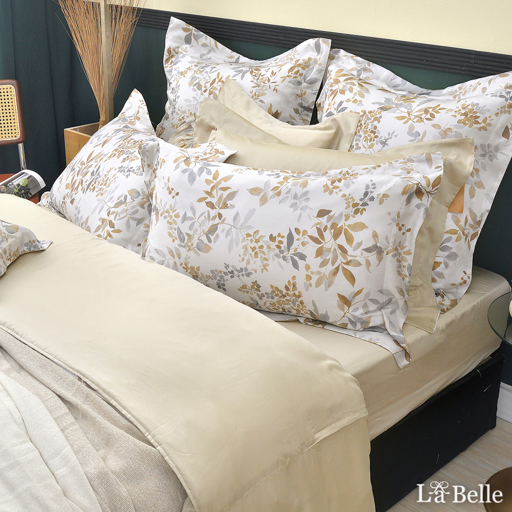 義大利La Belle《疊翠流金》特大天絲四件式防蹣抗菌吸濕排汗兩用被床包組