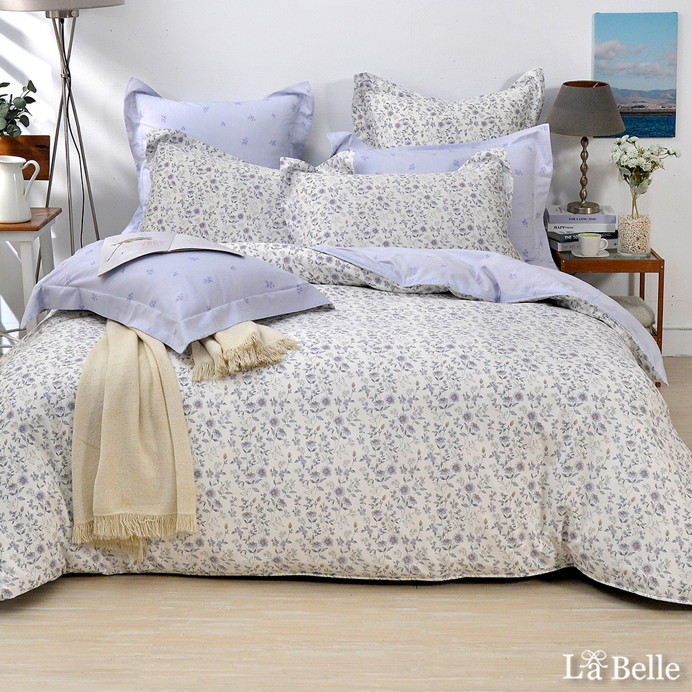 義大利La Belle《芷蘭花季》雙人純棉四件式防蹣抗菌吸濕排汗兩用被床包組
