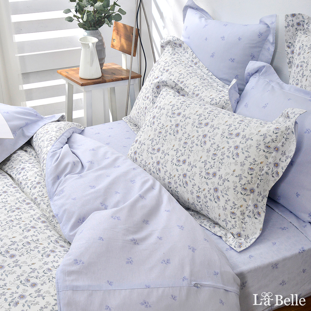 義大利La Belle《芷蘭花季》雙人純棉四件式防蹣抗菌吸濕排汗兩用被床包組