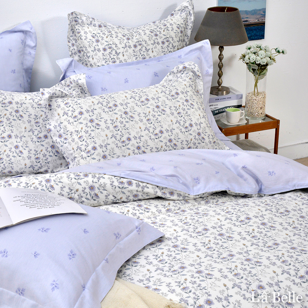 義大利La Belle《芷蘭花季》加大純棉四件式防蹣抗菌吸濕排汗兩用被床包組