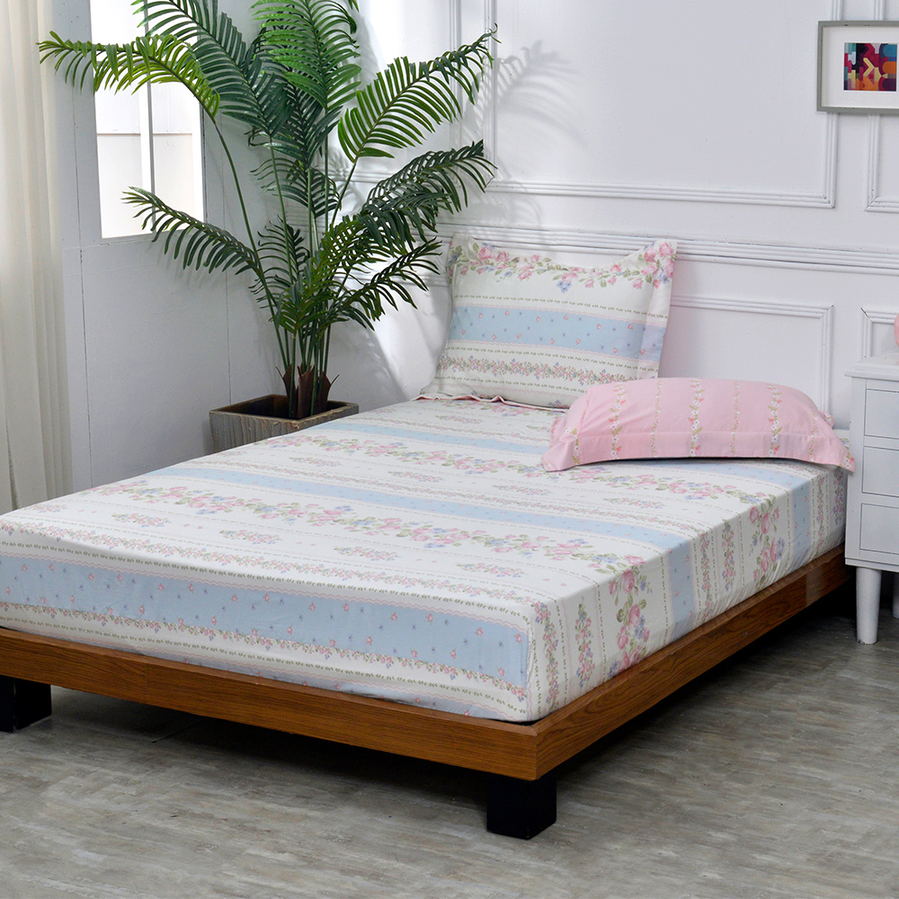 義大利La Belle《南藍繫語》雙人純棉床包枕套組