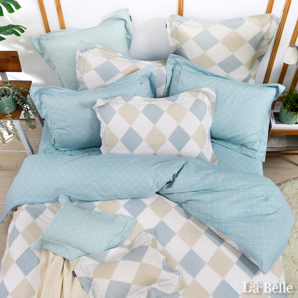 義大利La Belle《淡簡寂思》單人純棉三件式防蹣抗菌吸濕排汗兩用被床包組