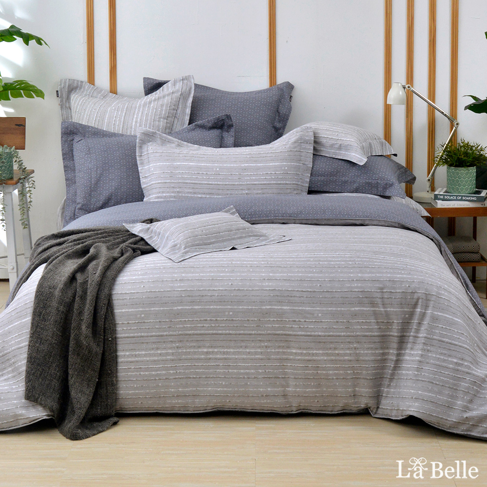 義大利La Belle《簡敘阡陌》單人純棉三件式防蹣抗菌吸濕排汗兩用被床包組