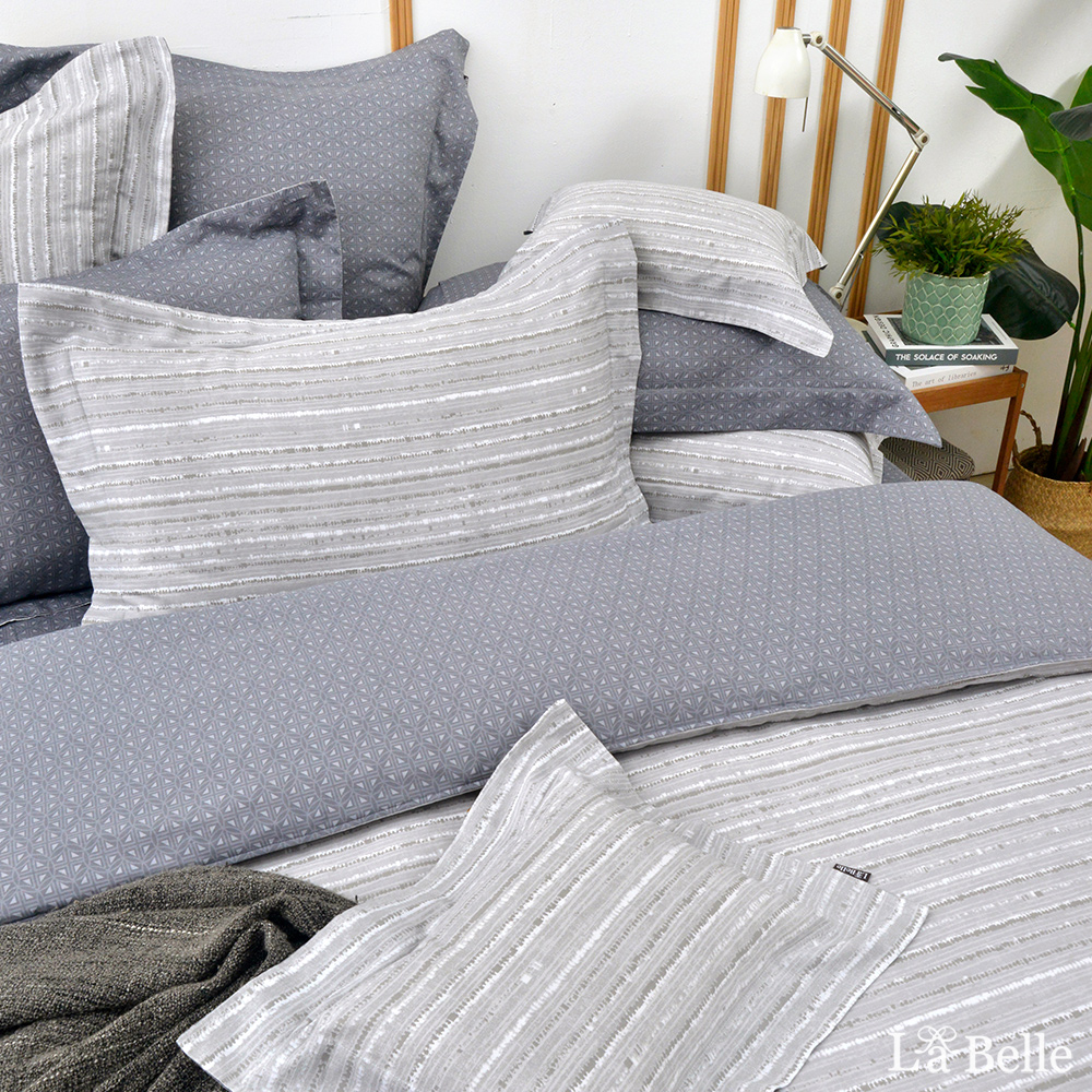 義大利La Belle《簡敘阡陌》單人純棉三件式防蹣抗菌吸濕排汗兩用被床包組