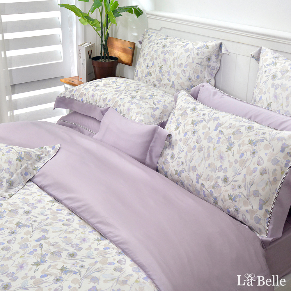義大利La Belle《夏夜花語》雙人天絲蠶絲蛋白防蹣抗菌吸濕排汗兩用被床包組
