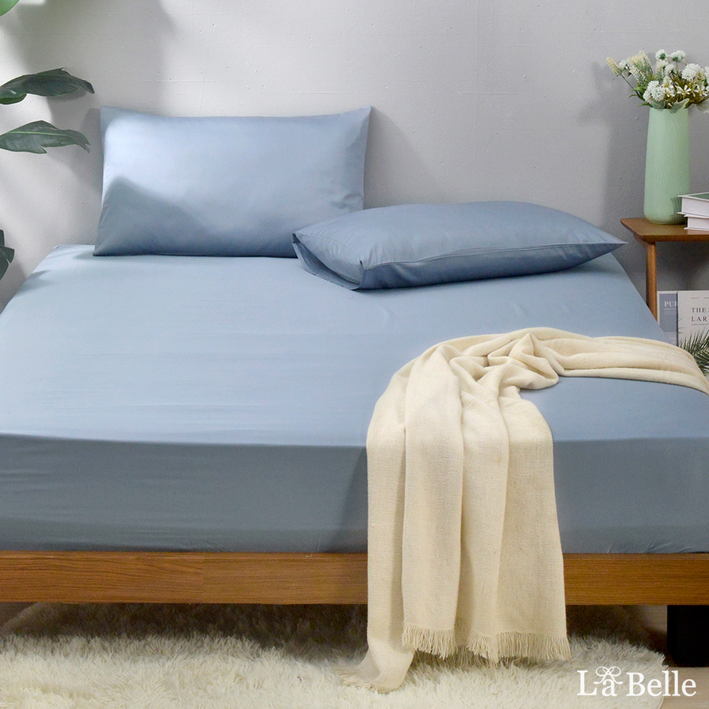 義大利La Belle《極簡純色》雙人長絨細棉床包枕套組