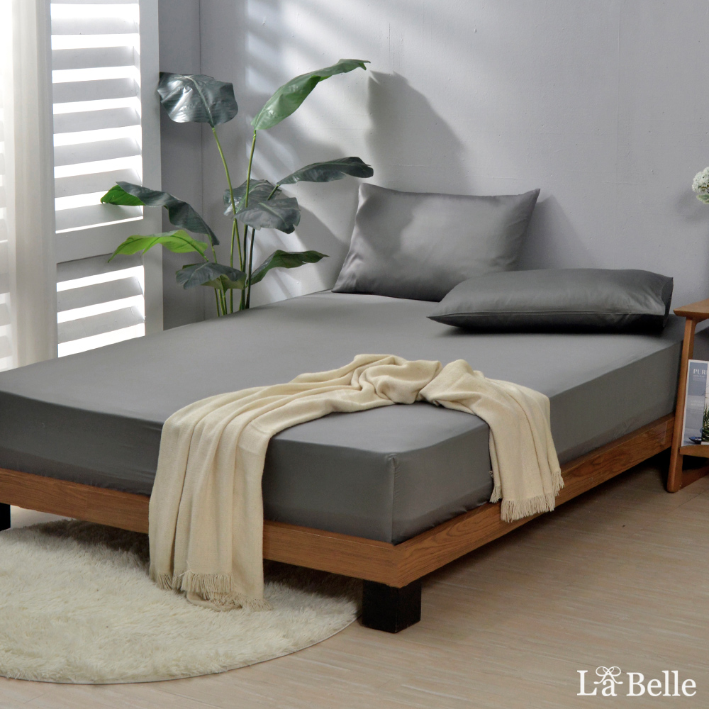 義大利La Belle《極簡純色》特大長絨細棉床包枕套組