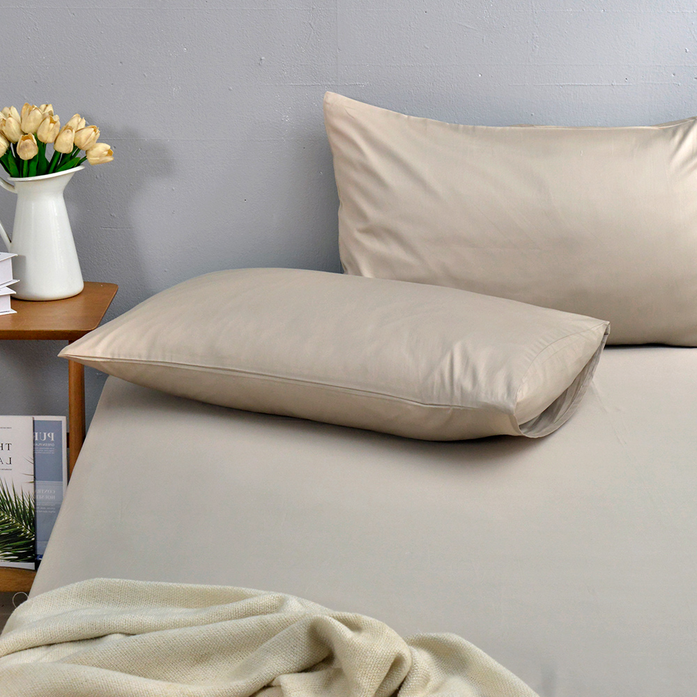 義大利La Belle《極簡純色》加大長絨細棉床包枕套組