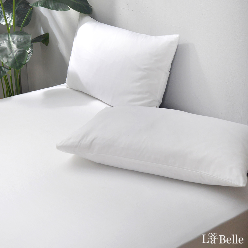 義大利La Belle《極簡純色》單人長絨細棉床包枕套組