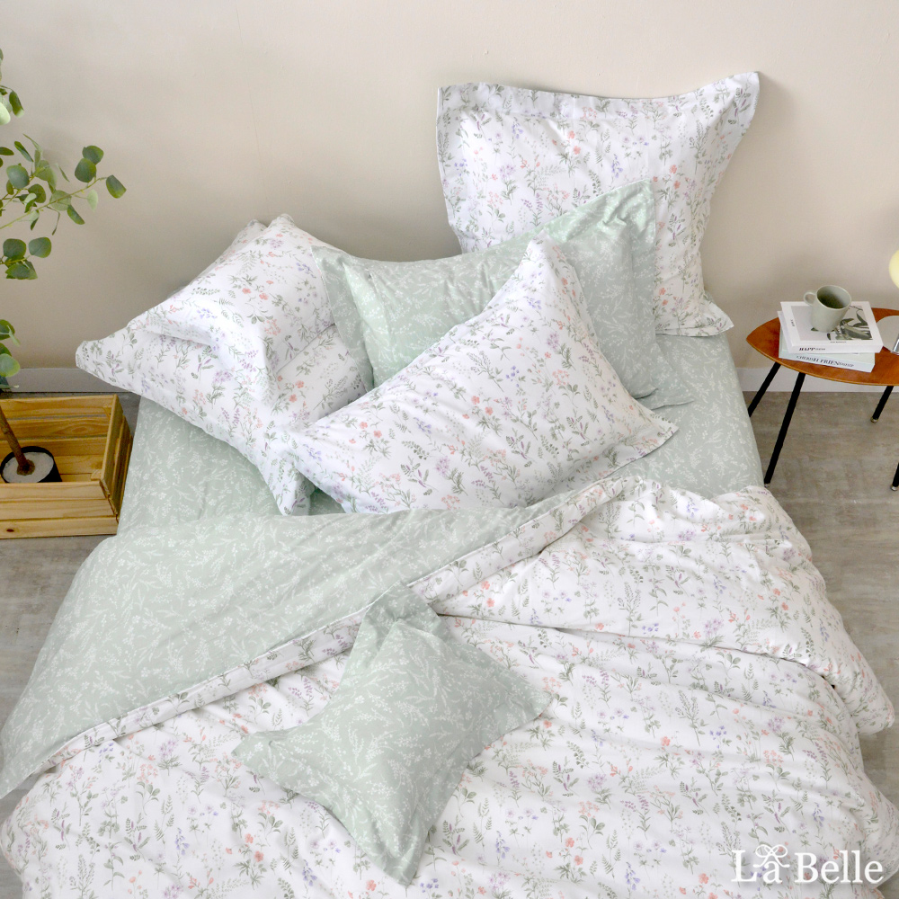義大利La Belle《花夢之里》雙人純棉四件式防蹣抗菌吸濕排汗兩用被床包組