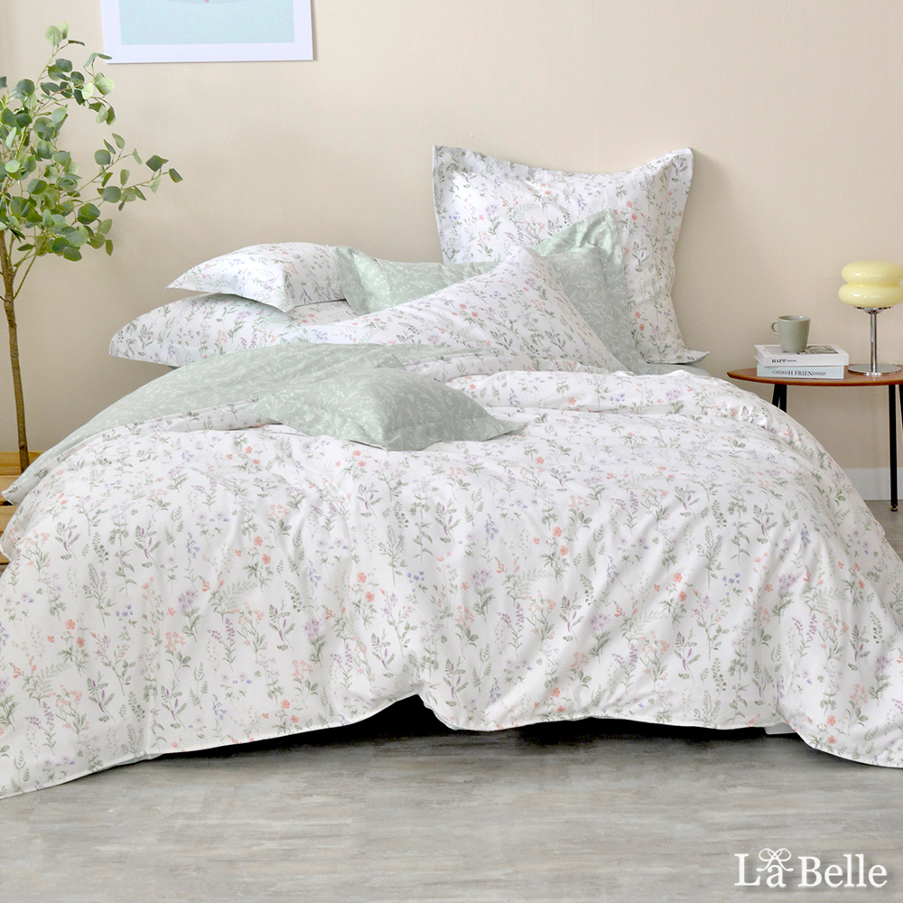 義大利La Belle《花夢之里》特大純棉四件式防蹣抗菌吸濕排汗兩用被床包組