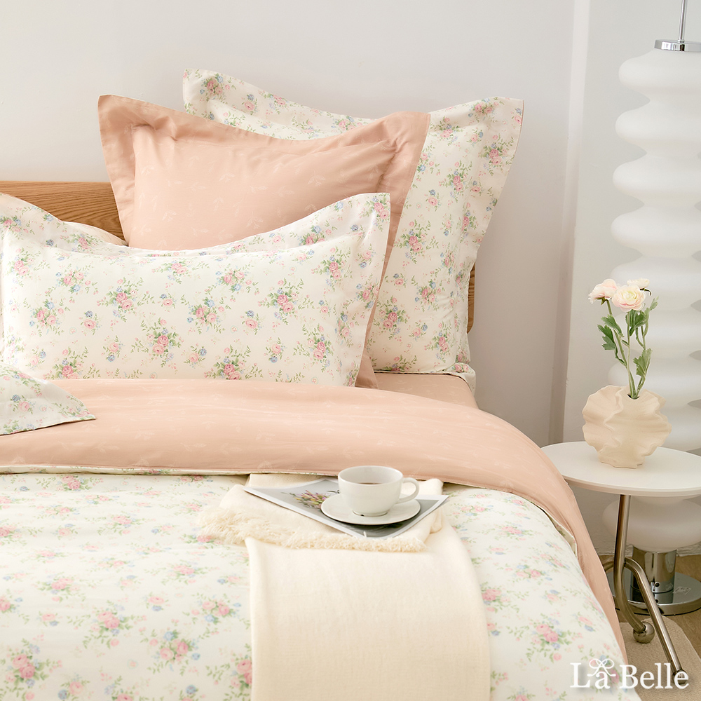 義大利La Belle《瑰夏之夢》加大純棉四件式防蹣抗菌吸濕排汗兩用被床包組