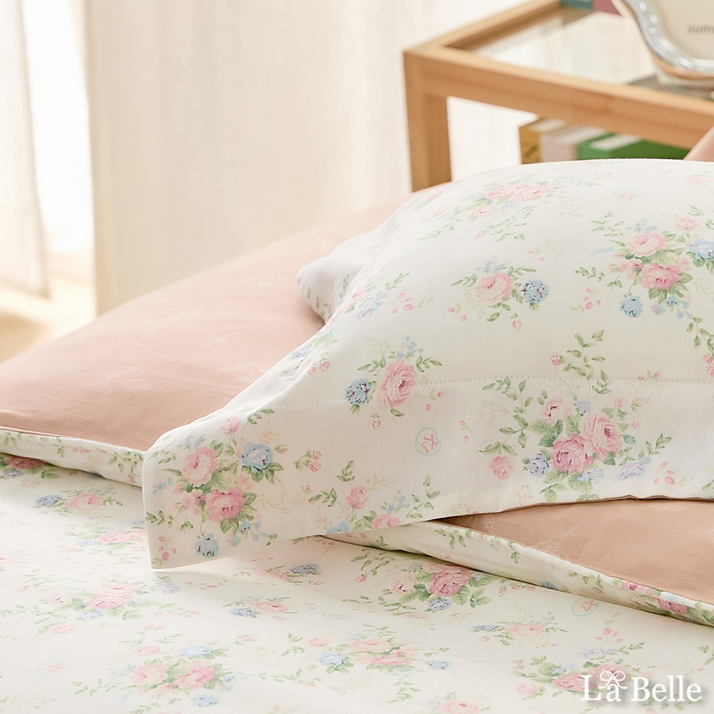 義大利La Belle《瑰夏之夢》加大純棉四件式防蹣抗菌吸濕排汗兩用被床包組
