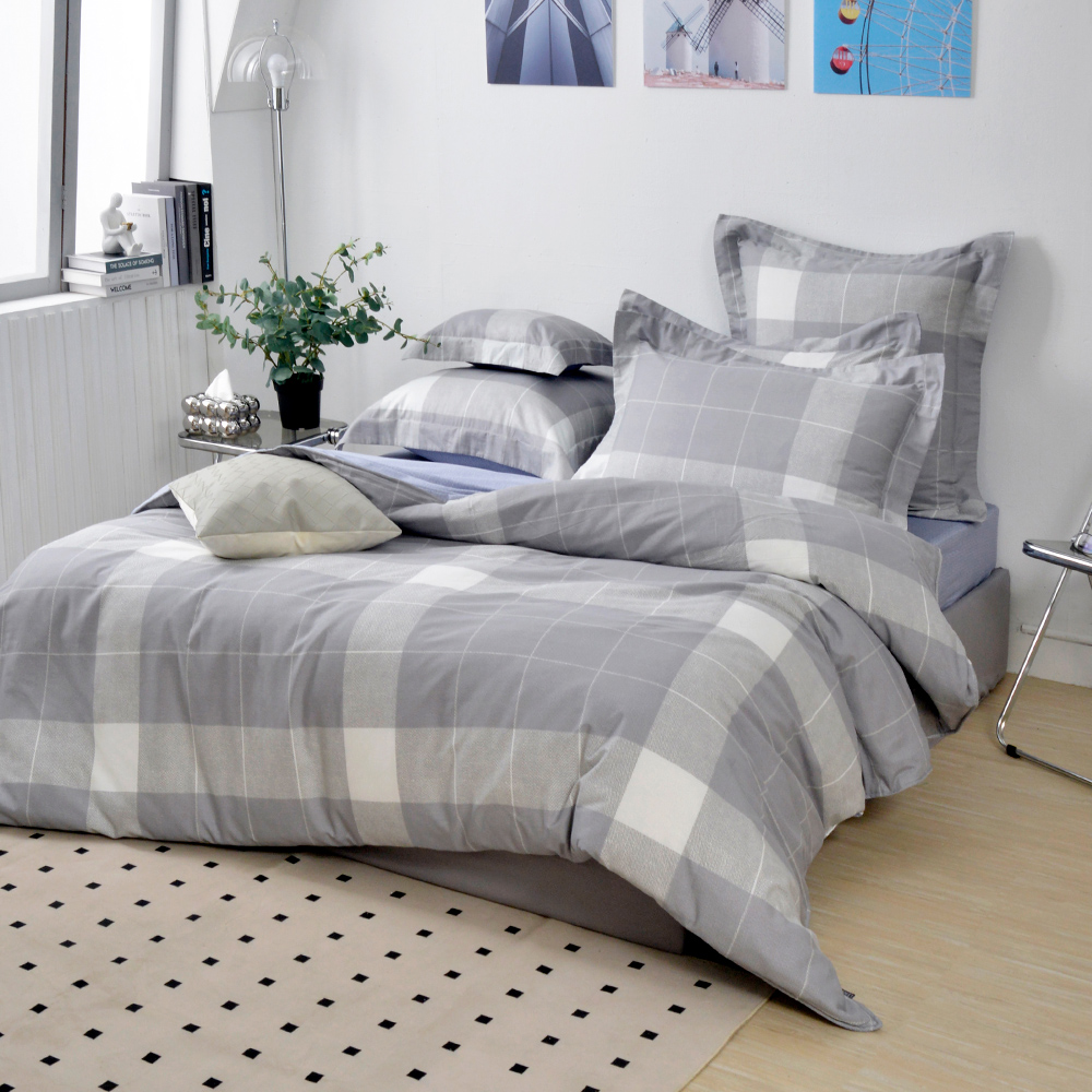 義大利La Belle《單身時光》雙人純棉四件式防蹣抗菌吸濕排汗兩用被床包組