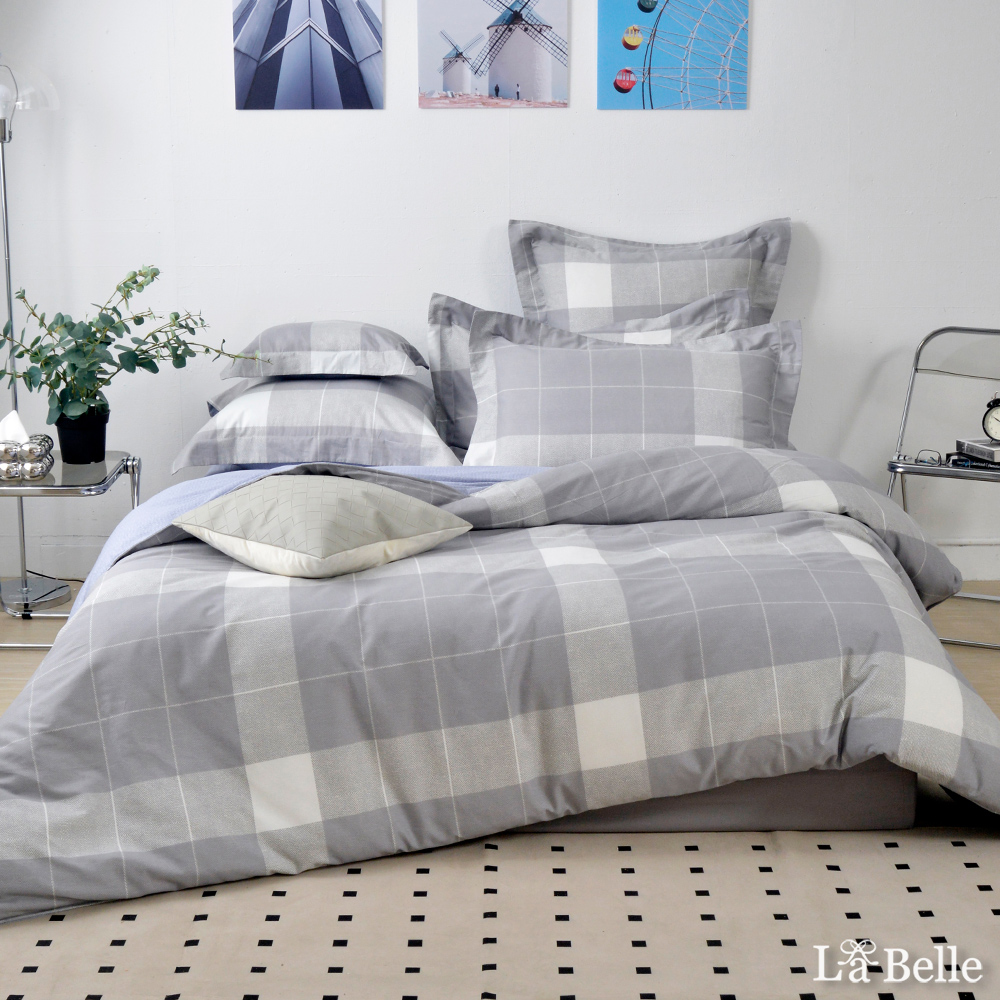 義大利La Belle《單身時光》特大純棉四件式防蹣抗菌吸濕排汗兩用被床包組