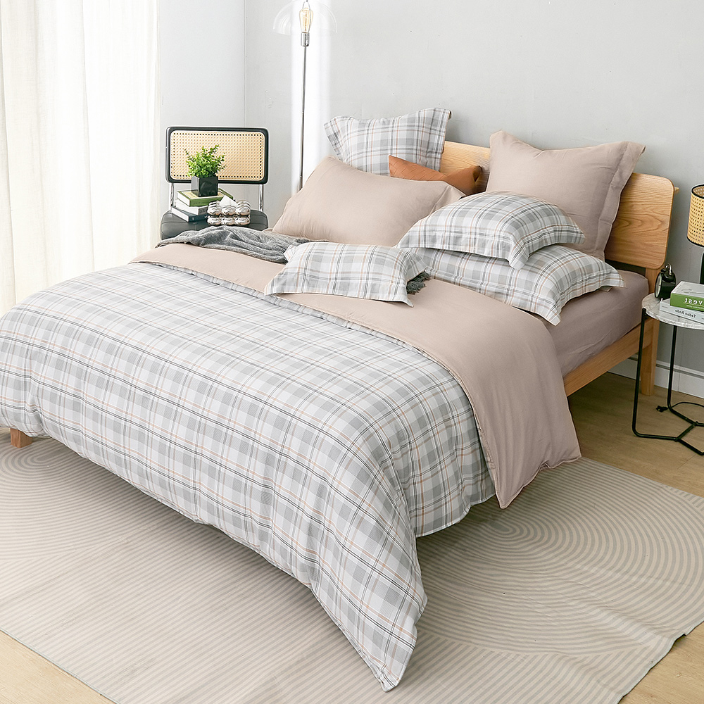 義大利La Belle《漫旅光城》單人純棉三件式防蹣抗菌吸濕排汗兩用被床包組