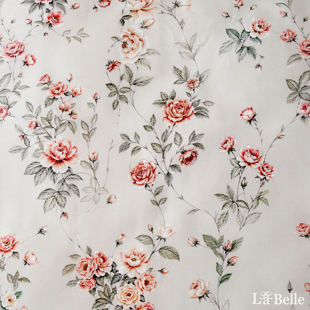 義大利La Belle《典雅薔薇》特大天絲蠶絲蛋白防蹣抗菌吸濕排汗兩用被床包組